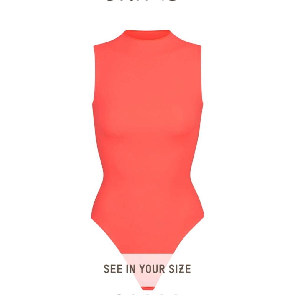 Skims Fits Everybody Sleeveless Bodysuit in Coral